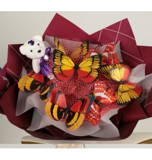 ışıklı kelebek buket